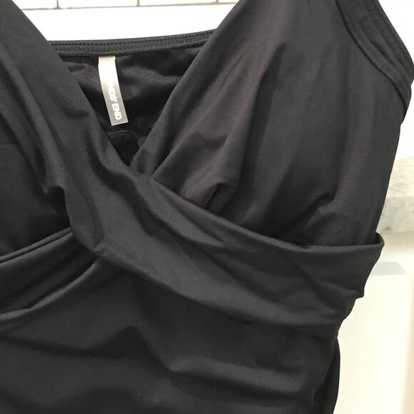 Lands End Tankini Swimsuit Top Womens 12 Long Black Adjustable Straps Swimwear - Picture 2 of 9